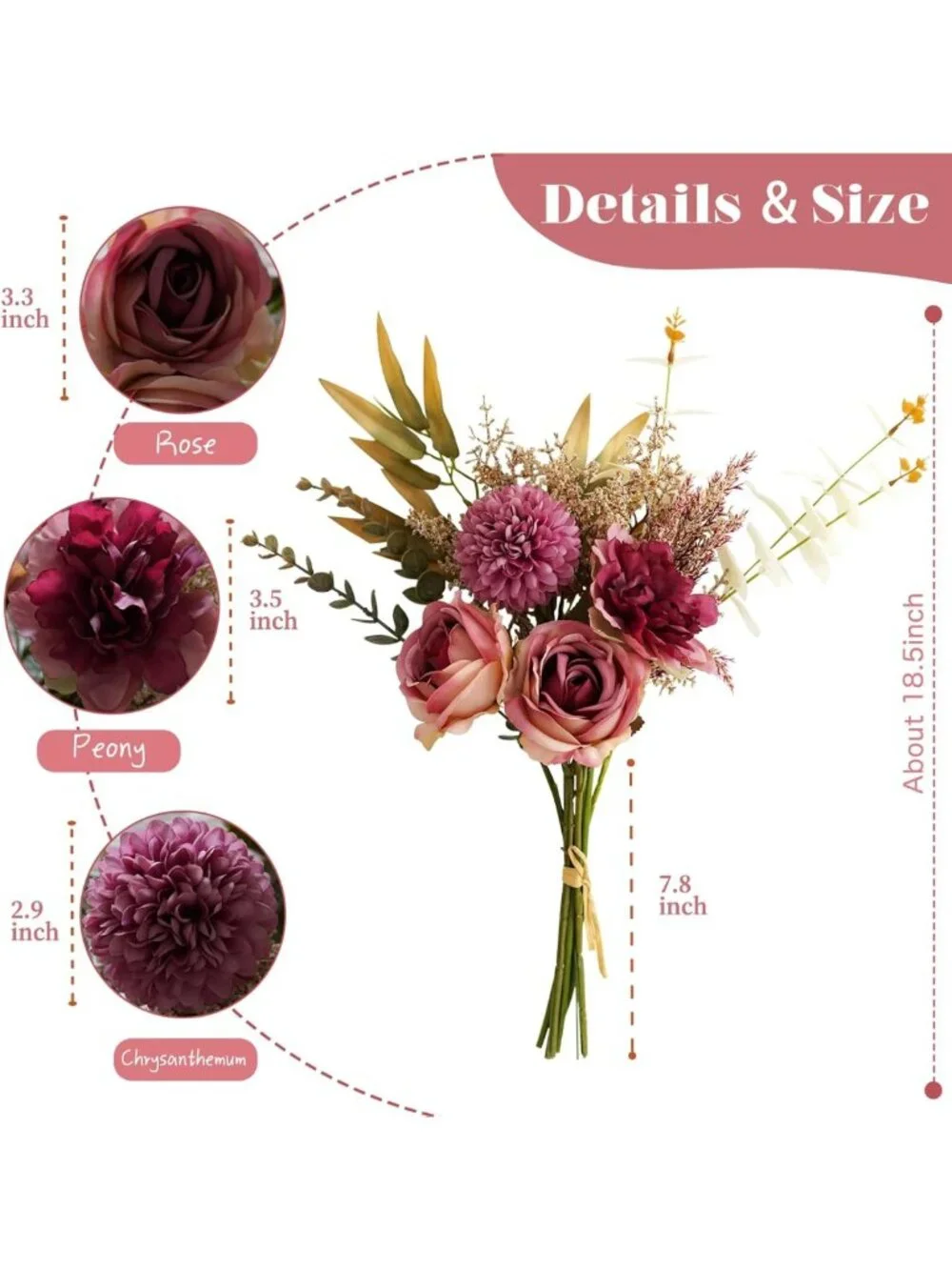 Realistic Faux Silk Flower Bouquet - Elegant Centerpiece for Home Decor